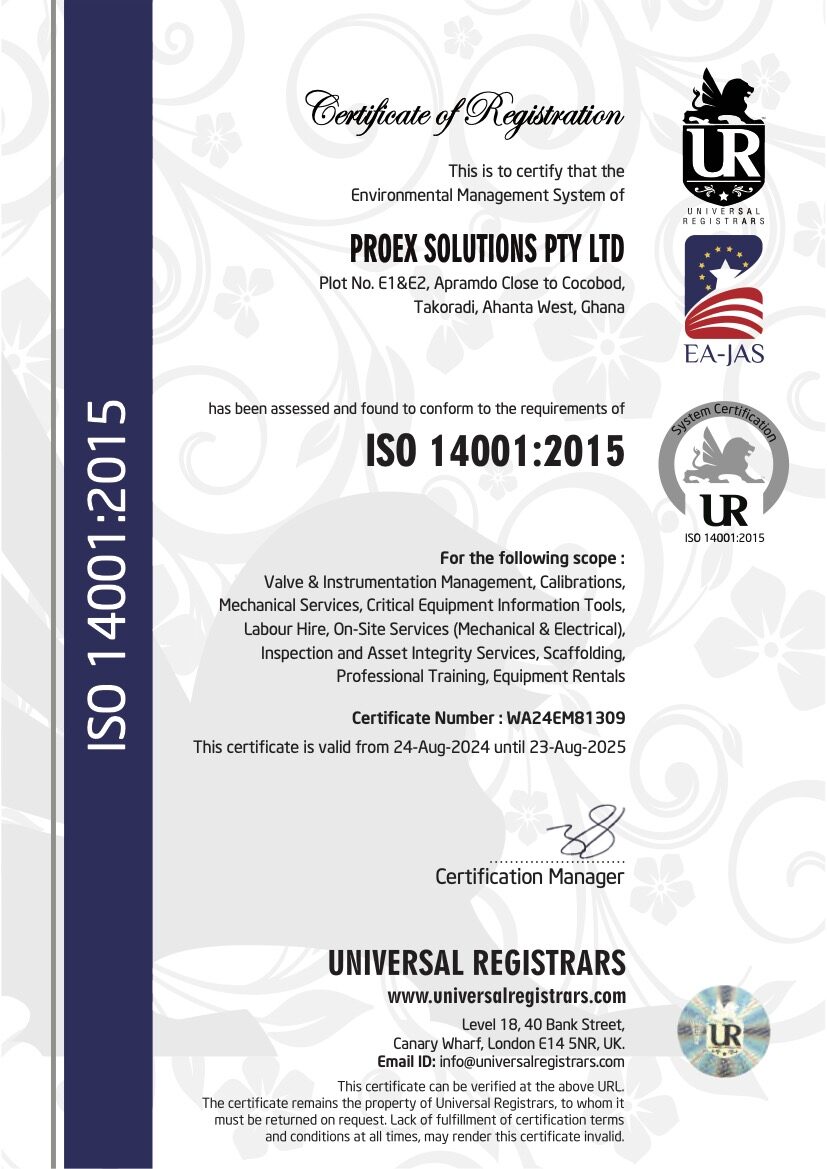 ISO 14001 2015 PROEX SOLUTIONS PTY LTD